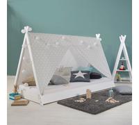 Lit bébé tipi 90x200 jeunes lits blanc gris lit Chambre enfant tissu
