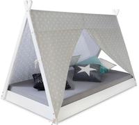 Lit bébé tipi avec Matelas 90x200 jeunes lits blanc gris lit Chambre enfant tissu