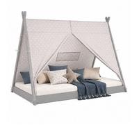 Lit bébé tipi avec Matelas 90x200 jeunes lits gris lit Chambre enfant tissu