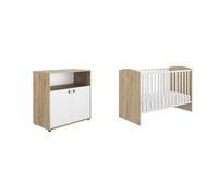 Lit bébé transformable 60x120 cm et commode 2 portes ARTHUR - Galipette