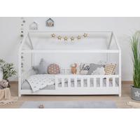 Lit bébé transformable en lit enfant, modèle Kay, dimensions 120x200 cm, en bois de pin, finition blanche