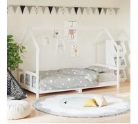 Lit bébé - VIDAXL - Cadre de lit en bois massif - 90x190 cm - Blanc - 1 place