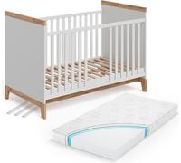 Lit bébé Vitalispa Malia Blanc/Artisan 70x140 cm avec matelas, Model 58591