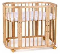 Waldin Lit de bébé 5en1, lit d'appoint en bois, matelas, aéré,sans set de tissu,bois olive