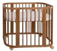 Lit bébé Waldin 5 en 1, lit d'appoint en bois, matelas, aéré, sans ensemble de tissus, bois vintage