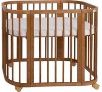Lit bébé Waldin 5 en 1, lit d'appoint en bois, matelas, aéré, sans ensemble de tissus, bois vintage