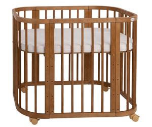 Lit bébé Waldin 5 en 1, lit d'appoint en bois, matelas, aéré, sans ensemble de tissus, bois vintage
