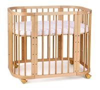 Waldin Lit de bébé 5en1, lit d'appoint en bois, matelas, aéré,sans set de tissu,bois naturel