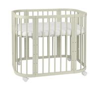 Waldin Lit de bébé 5en1, lit d'appoint en bois, matelas, aéré,sans set de tissu,bois olive