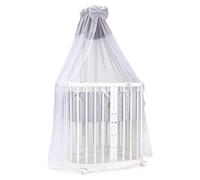 Waldin lit bébé lit d'enfant 7en1 avec matelas, lit d'enfant évolutif,tissus gris,bois blanc