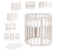 Lit bébé Waldin OWAL, lit pour enfants 7 en 1 avec matelas, lit évolutif pour enfants, sans barrières de protection, en bois cachemire