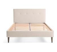 Lit best mobilier 171 x 214 x 100 cm en tissu sommier a lattes pour 2 personnes de couleur beige