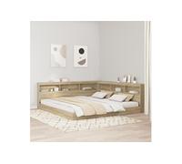 Lit bibliothèque chêne Sonoma 180x200 cm en bois aggloméré 3335745