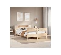 vidaXL Lit bibliothèque sans matelas 135x190 cm bois de pin massif 3322957 Beige G