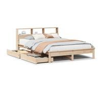 Lit bibliothèque sans matelas 140x190 cm bois de pin massif