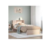 vidaXL Lit bibliothèque sans matelas 75x190 cm bois de pin massif Marron