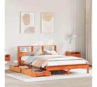 vidaXL Lit bibliothèque sans matelas cire marron 90x200 cm pin massif