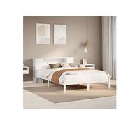 Lit bibliothèque sans matelas blanc 140x190 cm bois pin massif 3321537