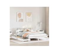 vidaXL Lit bibliothèque sans matelas blanc 140x190 cm bois pin massif, meuble de chambre à coucher, sommier, lit en bois, 3309822 Blanc G
