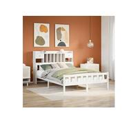 Lit bibliothèque sans matelas blanc 160x200 cm bois pin massif 3322177