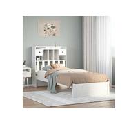Lit bibliothèque sans matelas blanc 75x190cm bois de pin massif 3322404