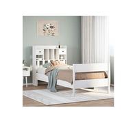 Lit bibliothèque sans matelas blanc 75x190cm bois de pin massif 3323051