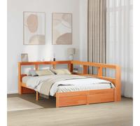 vidaXL Lit Bibliothèque avec stockage 2 pcs Cire marron 200 x 140 cm 3422778