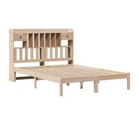 Lit bibliothèque vidaXL 140x190 cm en bois de pin massif, lit double, meuble de chambre à coucher, lit avec rangement, style rustique, brun