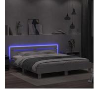 Lit Blanc - BMK - Cadre de lit avec LED - sans matelas - Contemporain - blanc 200x200 cm - Lit chambre&696554