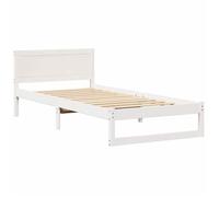 Lit Blanc - BMK - Cadre de lit avec tête de lit Blanc 90x190 cm Pin massif - Lit chambre&916105