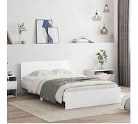 Lit Blanc - BMK - Cadre de lit avec tête de lit et LED blanc 140x190 cm - Lit chambre&204273