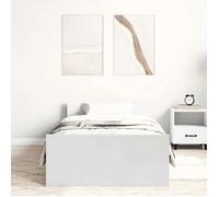 Lit Blanc - BMK - Cadre de lit - sans matelas - Contemporain - blanc 90x190 cm bois d'ingénierie - Lit chambre&462411
