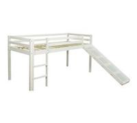 Lit superposé avec matelas et sommier à lattes toboggan 90x200 cm Lit d'enfant Lit mezzanine Blanc Pin