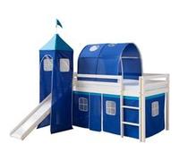 Homestyle4u Lit superposé 90x200 cm en pin massif avec matelas, tour, tunnel & toboggan