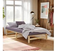 Homestyle4u Lit en bois, 100 x 200 cm, avec sommier à lattes, en bois de pin massif, lit simple