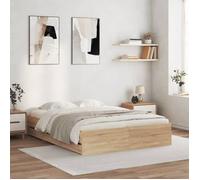 Lit bois 2 Personnes, Cadre de lit avec tiroirs double chêne sonoma 140x190 cm Soldes11905