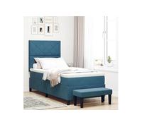 Lit Box Spring avec Matelas & Banc Bleu Foncé 90x200 cm Velours 3344556