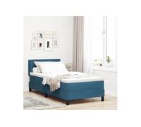 Lit Box Spring vidaXL avec Matelas Bleu Foncé Simple en Velours