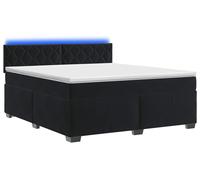 Lit box spring avec matelas et éclairage LED, noir, 140 x 200 cm, revêtement en velours