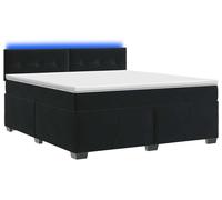 Lit box spring avec matelas et éclairage LED, noir, 140 x 200 cm, revêtement en velours