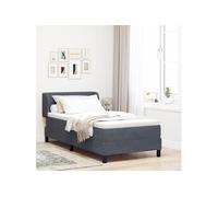 vidaXL Lit Box Spring avec Matelas Gris Foncé 90x200 cm en Velours