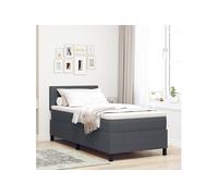 Lit Box Spring avec Matelas & Lumière LED Gris Foncé 90x200 cm Tissu Côtelé 3337584