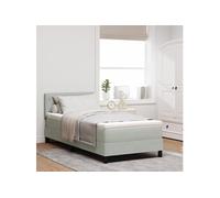 Lit Box Spring avec Matelas Velours Gris Clair Simple 3339074