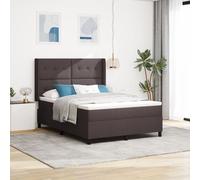 Lit Box Spring vidaXL avec Matelas et LED Marron Foncé 140x200 cm Tissu