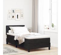 Lit Box Spring vidaXL avec matelas et LED Noir 90x200 cm Velours