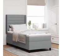 Lit box spring vidaXL avec matelas et lumière LED gris clair 100x200 cm en tissu