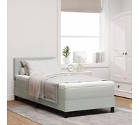 Lit box spring vidaXL avec matelas et lumière LED Gris clair 100x200 cm Velours