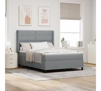 Lit Box Spring vidaXL avec matelas et lumière LED gris clair 140x200 cm en tissu