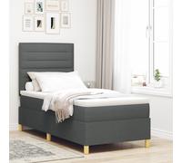 Lit Box Spring vidaXL avec matelas gris foncé 100x200 cm en tissu