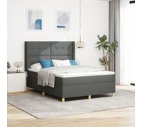 Lit box spring vidaXL avec matelas gris foncé 140x190 cm en tissu